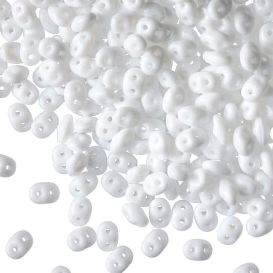 12 Pack: John Bead White Superduo Czech Glass Oval Beads, 18mm